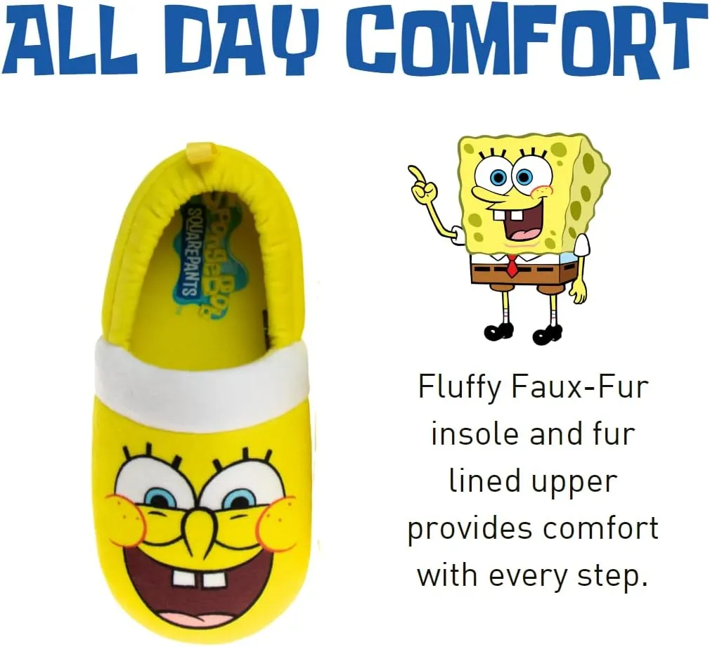Nickelodeon Paw Patrol and SpongeBob Squarepants Slippers - Sponge Bob Chase Marshall Slipper Sandals - Plush Lightweight Warm indoor Comfort Soft Aline House Sandal (Toddler/Little Kid/Big Kid)