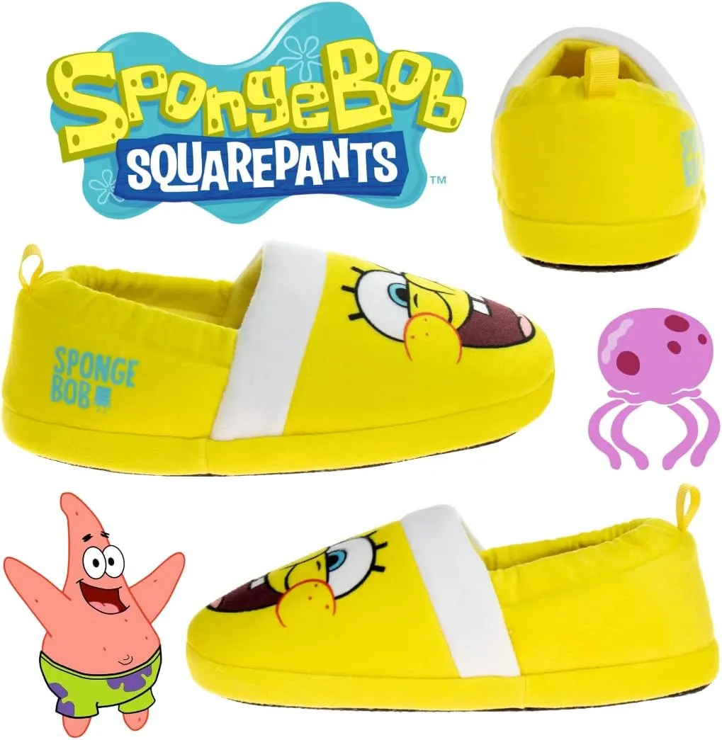 Nickelodeon Paw Patrol and SpongeBob Squarepants Slippers - Sponge Bob Chase Marshall Slipper Sandals - Plush Lightweight Warm indoor Comfort Soft Aline House Sandal (Toddler/Little Kid/Big Kid)