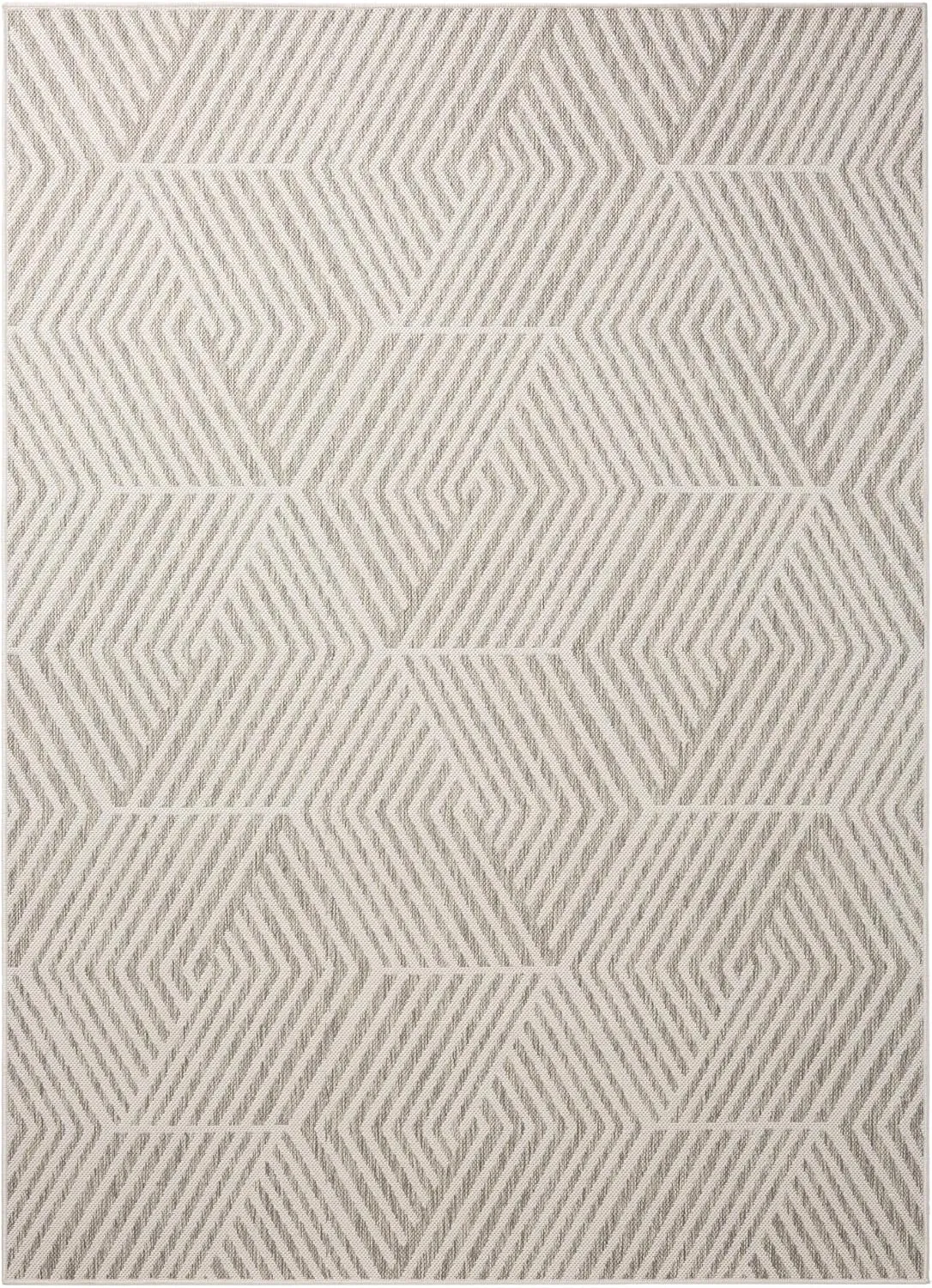 Nicole Miller New York Patio Country Ombre Geo Indoor Outdoor Area Rug, UV Fade Resistant, Low Pile, Grey/Cream, 3'11"x5'2"