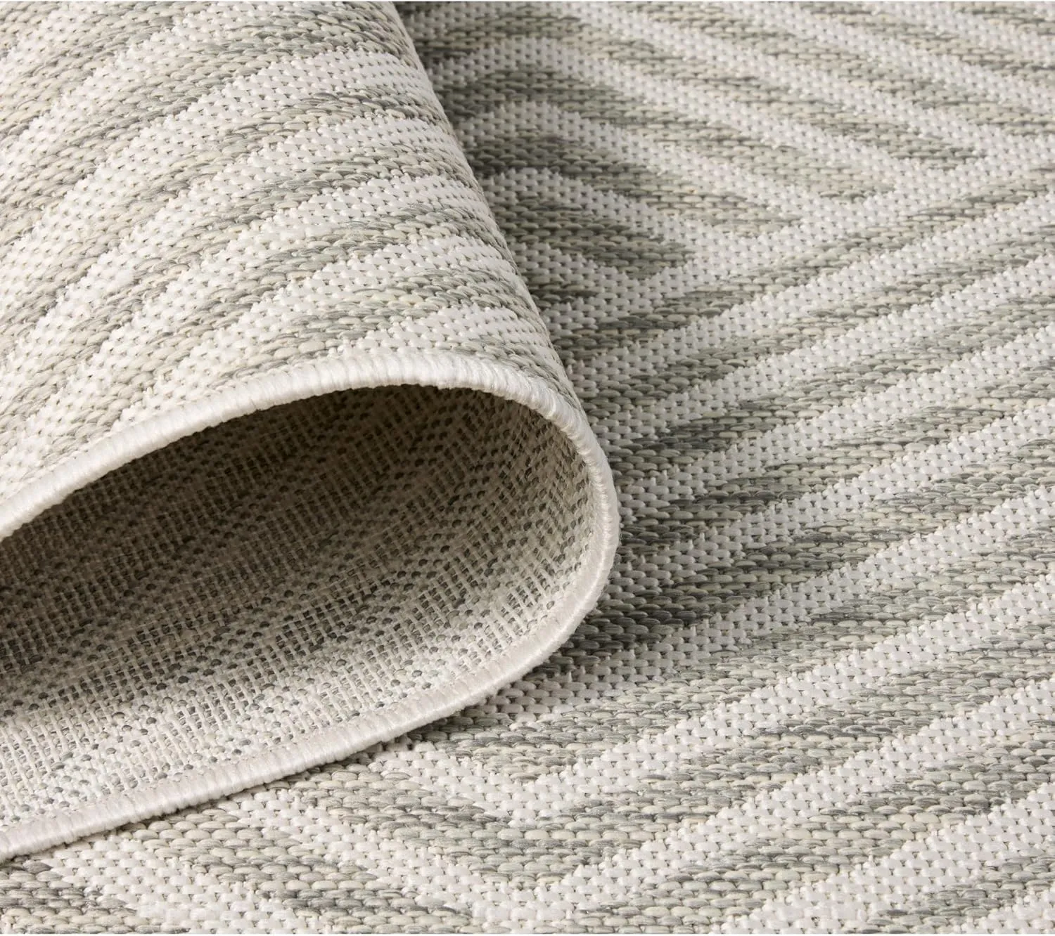 Nicole Miller New York Patio Country Ombre Geo Indoor Outdoor Area Rug, UV Fade Resistant, Low Pile, Grey/Cream, 3'11"x5'2"