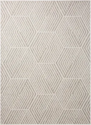 Nicole Miller New York Patio Country Ombre Geo Indoor Outdoor Area Rug, UV Fade Resistant, Low Pile, Grey/Cream, 3'11"x5'2"