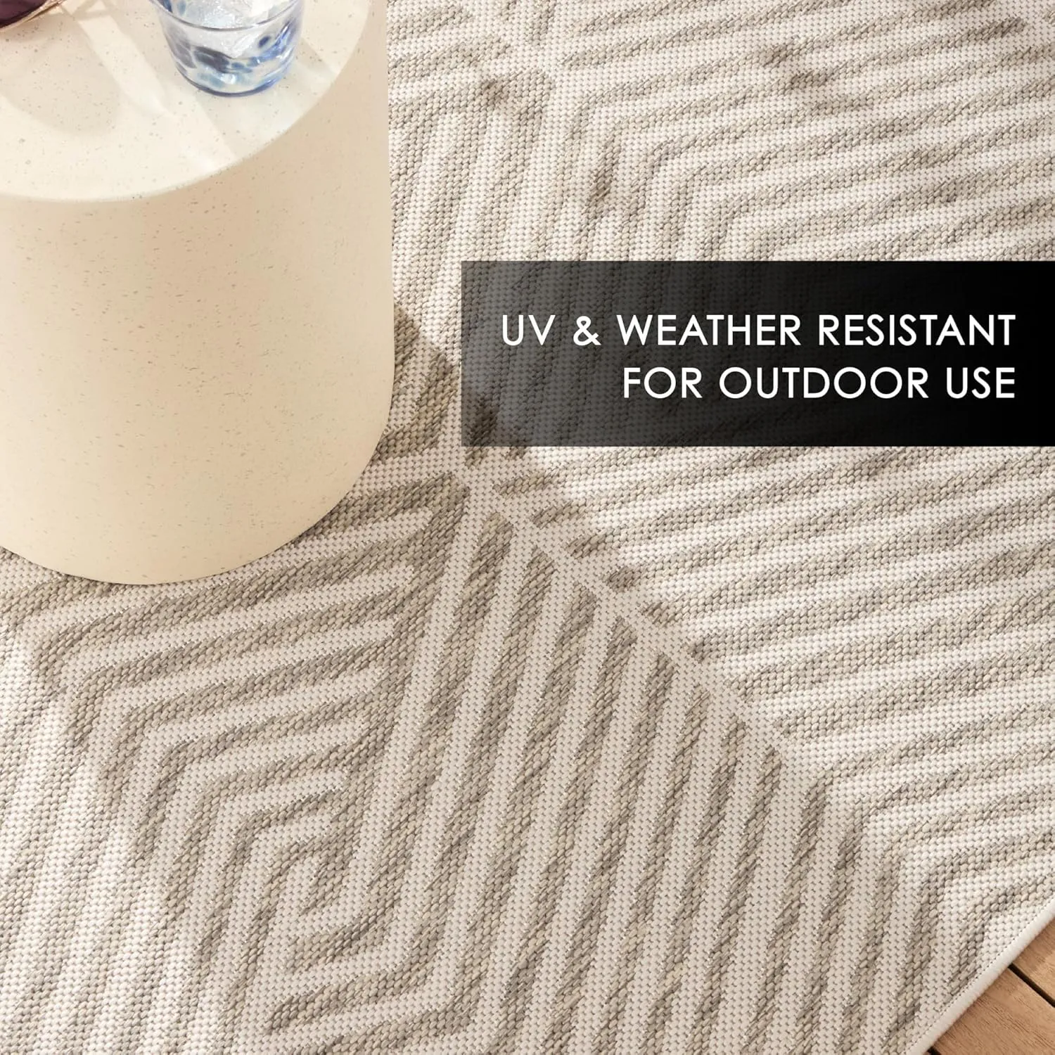 Nicole Miller New York Patio Country Ombre Geo Indoor Outdoor Area Rug, UV Fade Resistant, Low Pile, Grey/Cream, 3'11"x5'2"