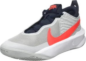 Nike Kid's Team Hustle D10 (GS) Basketball Shoe (7, Light Smoke Grey/Bright Crimson, Numeric_7)