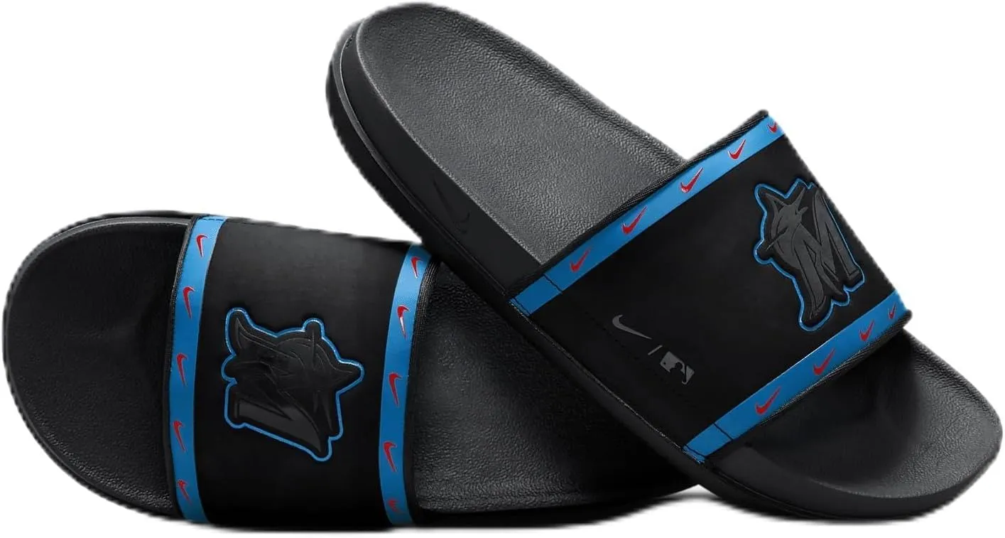 Nike Offcourt (Miami Marlins) Slide (DH6984-001, Black/Neptune Blue/Chile Red) Size 6