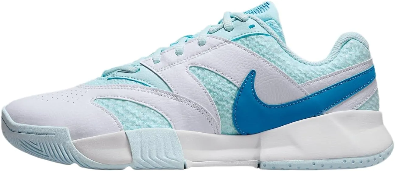NikeCourt Lite 4 Women's Tennis Shoes (FD6575-400, Glacier Blue/White/Light Lemon Twist/Star Blue)