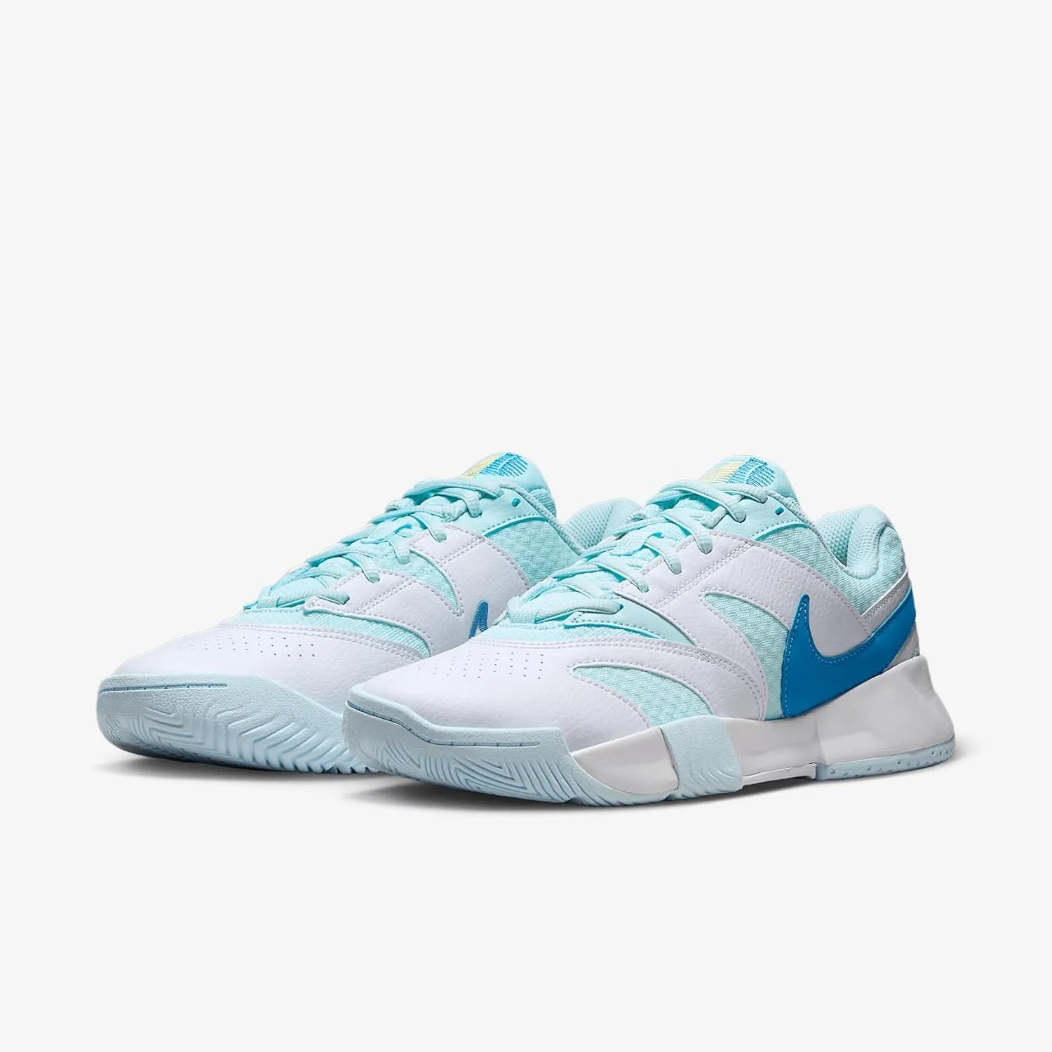 NikeCourt Lite 4 Women's Tennis Shoes (FD6575-400, Glacier Blue/White/Light Lemon Twist/Star Blue)