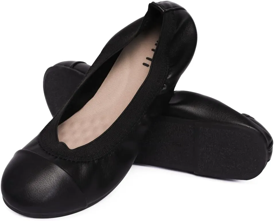 NITTI Women's Ballet Flats Classic Round Toe Flats Shoes Casual Comfort Slip On Soft Walking Shoes