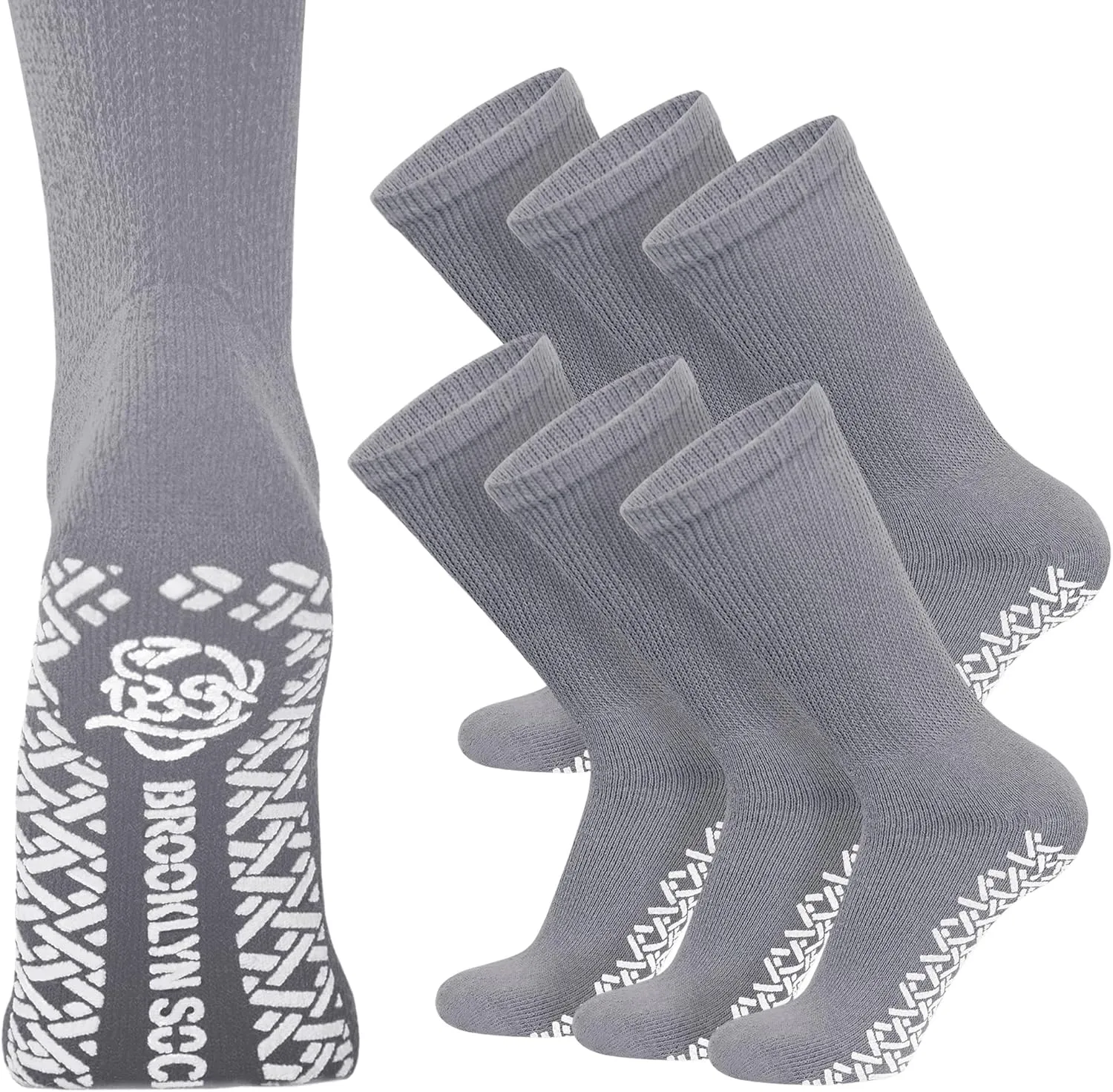 Non-Skid Cotton Diabetic Neuropathy Crew Socks, Non-Binding Traction Control Multipack