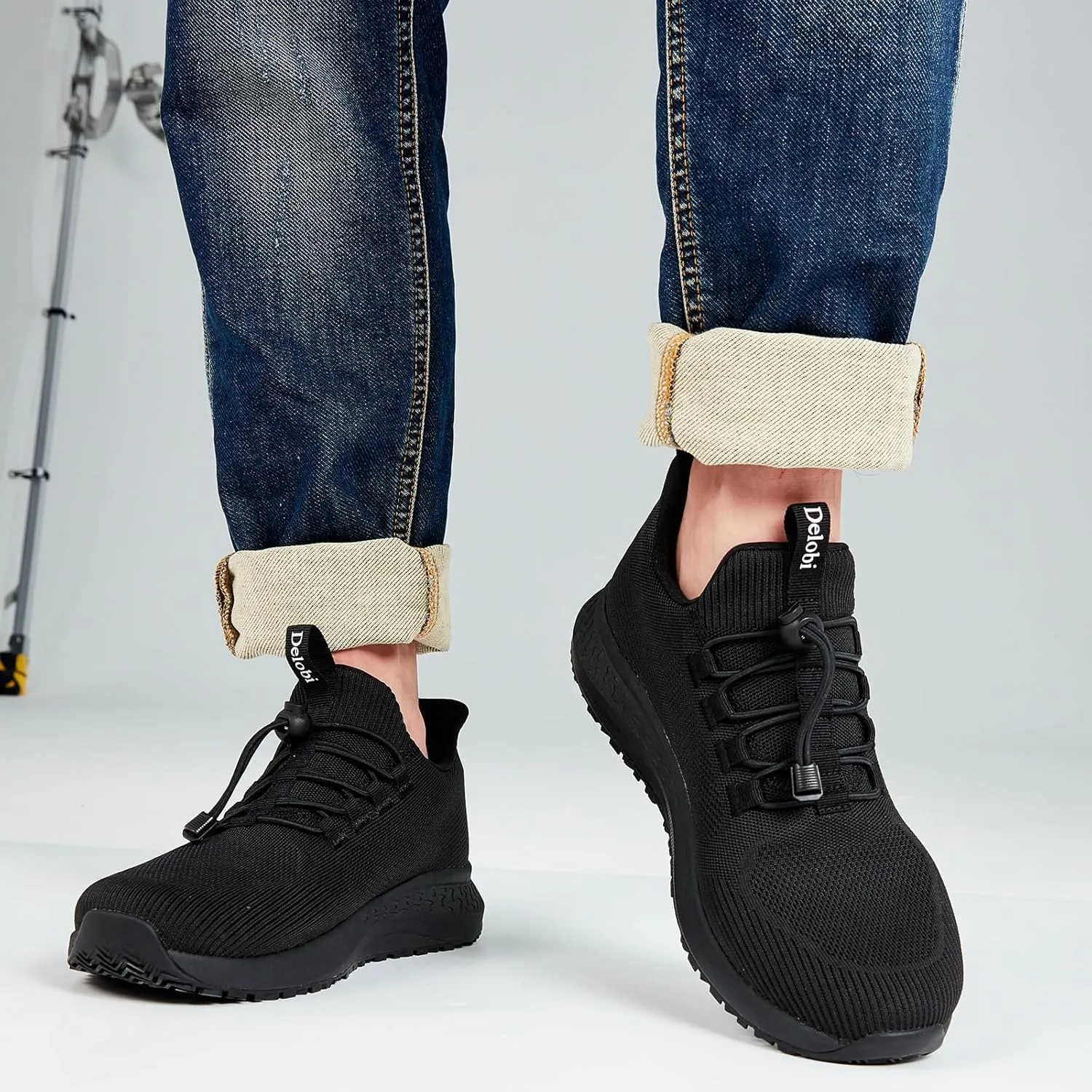 Non Slip Shoes for Men Food Service, Waterproof Work Shoes Restaurant,Slip On Resistant Sneakers, Breathable, Lightweight Walking Shoes for Kitchen and Restaurant Work Black