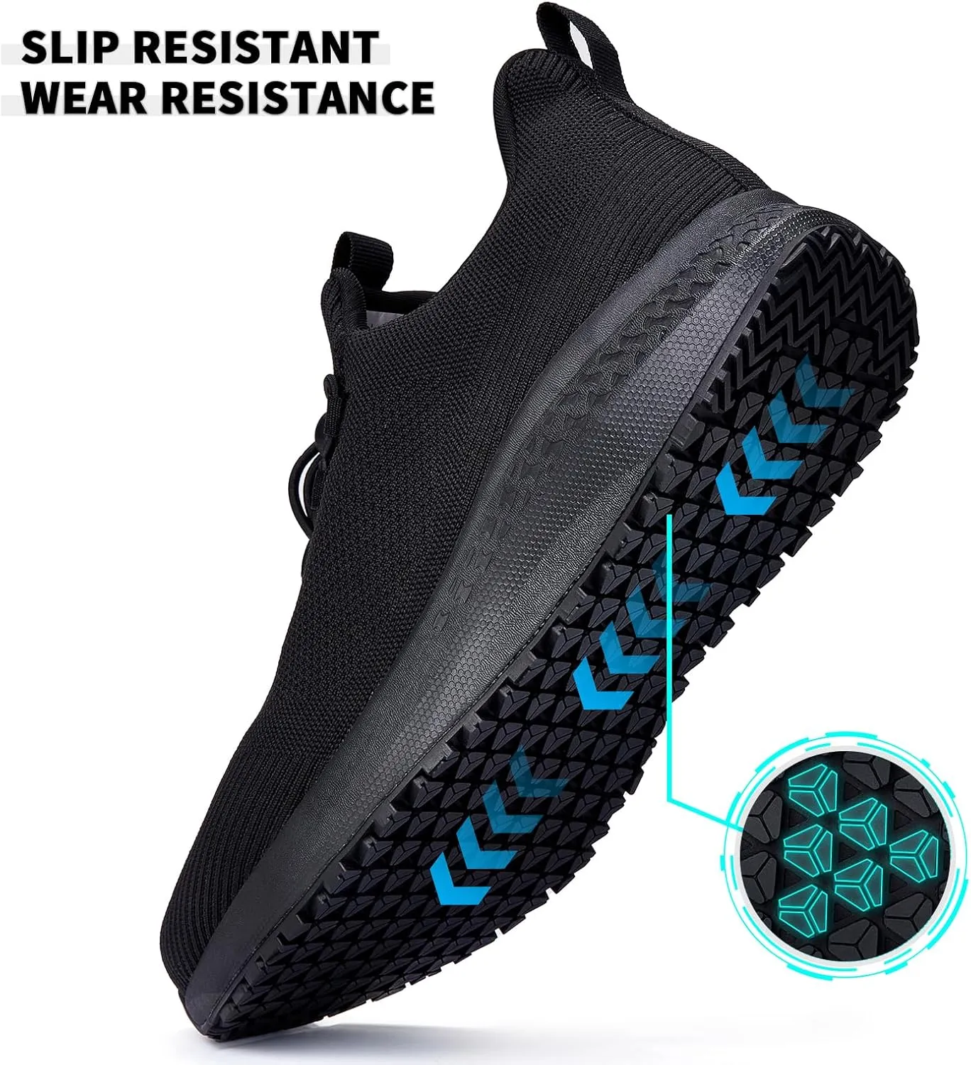 Non Slip Shoes for Men Food Service, Waterproof Work Shoes Restaurant,Slip On Resistant Sneakers, Breathable, Lightweight Walking Shoes for Kitchen and Restaurant Work Black