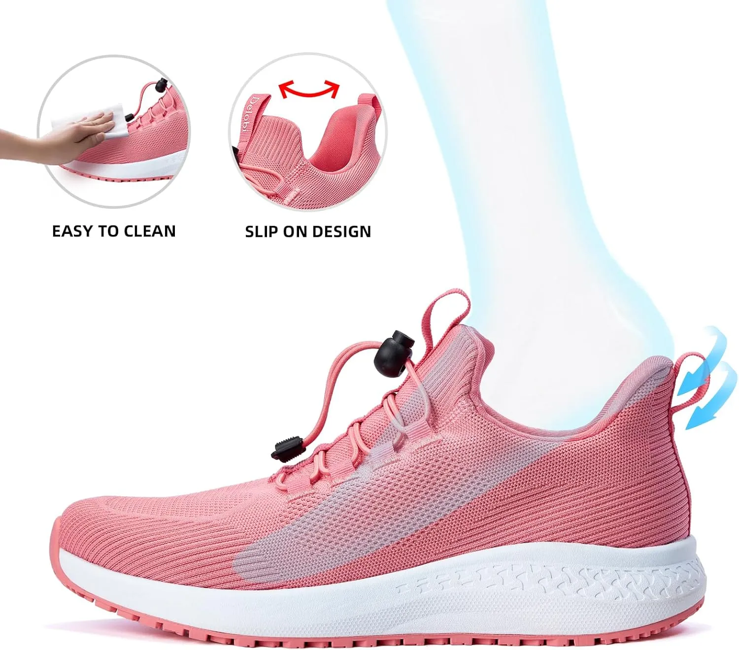 Non Slip Shoes for Women - Food Service & Restaurant, Waterproof Breathable, Lightweight Slip Resistant Sneakers for Kitchen & Nurse
