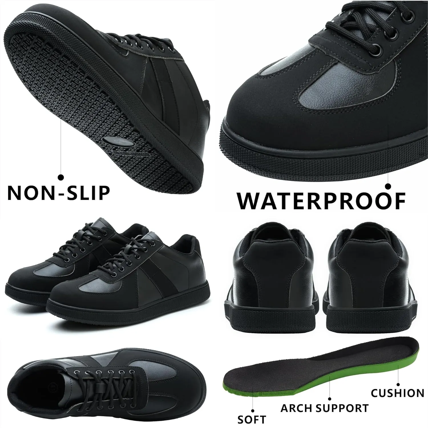 Non Slip Waterproof Work Shoes for Men Women丨Slip-On Lightweight Casual Walking Loafers