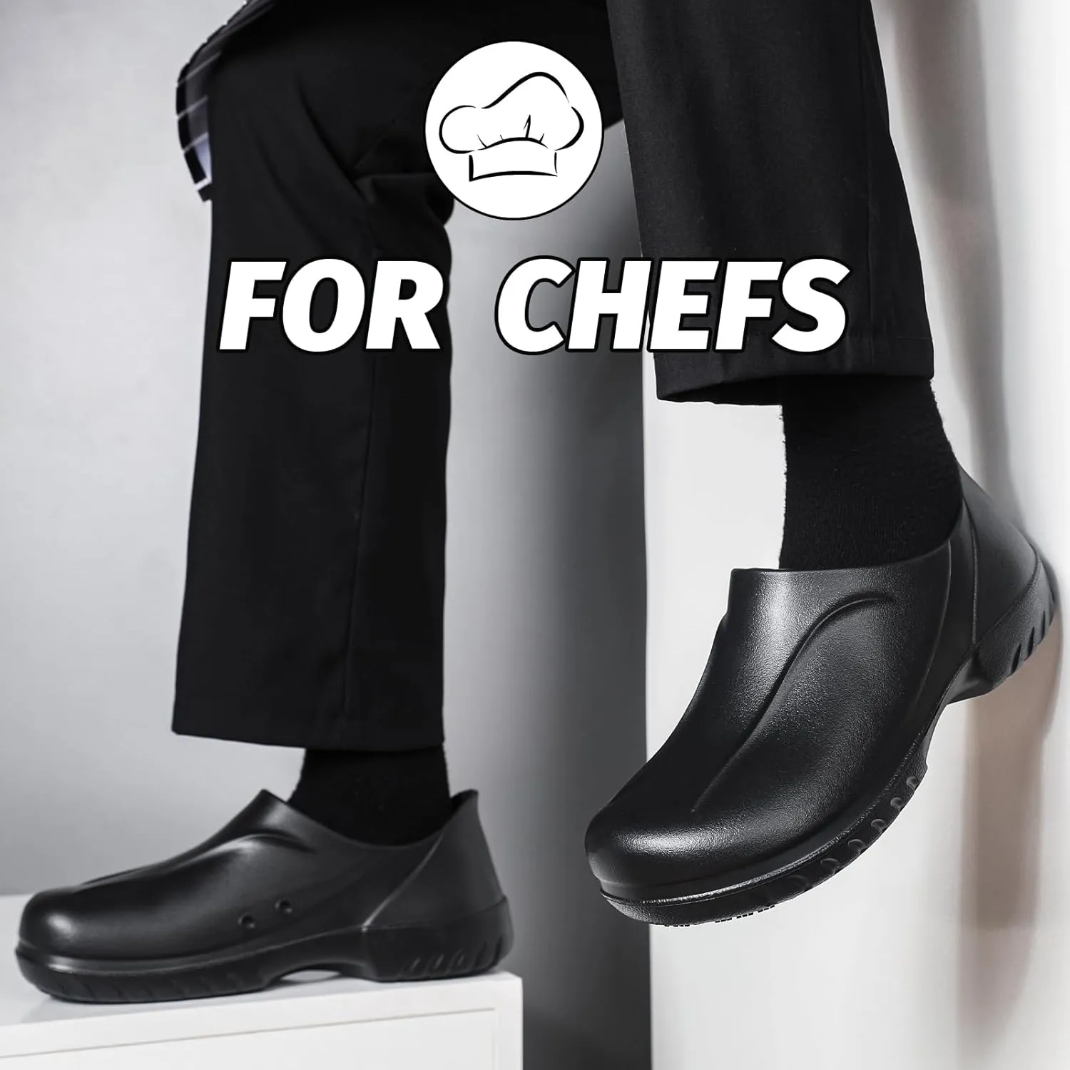 Non Slip Work Shoes for Men Lightweight Non Slip Clogs Men's Slip-Resistant Chef Shoes Slip-on Food Service Shoe for Restaurant, Nursing Shoe