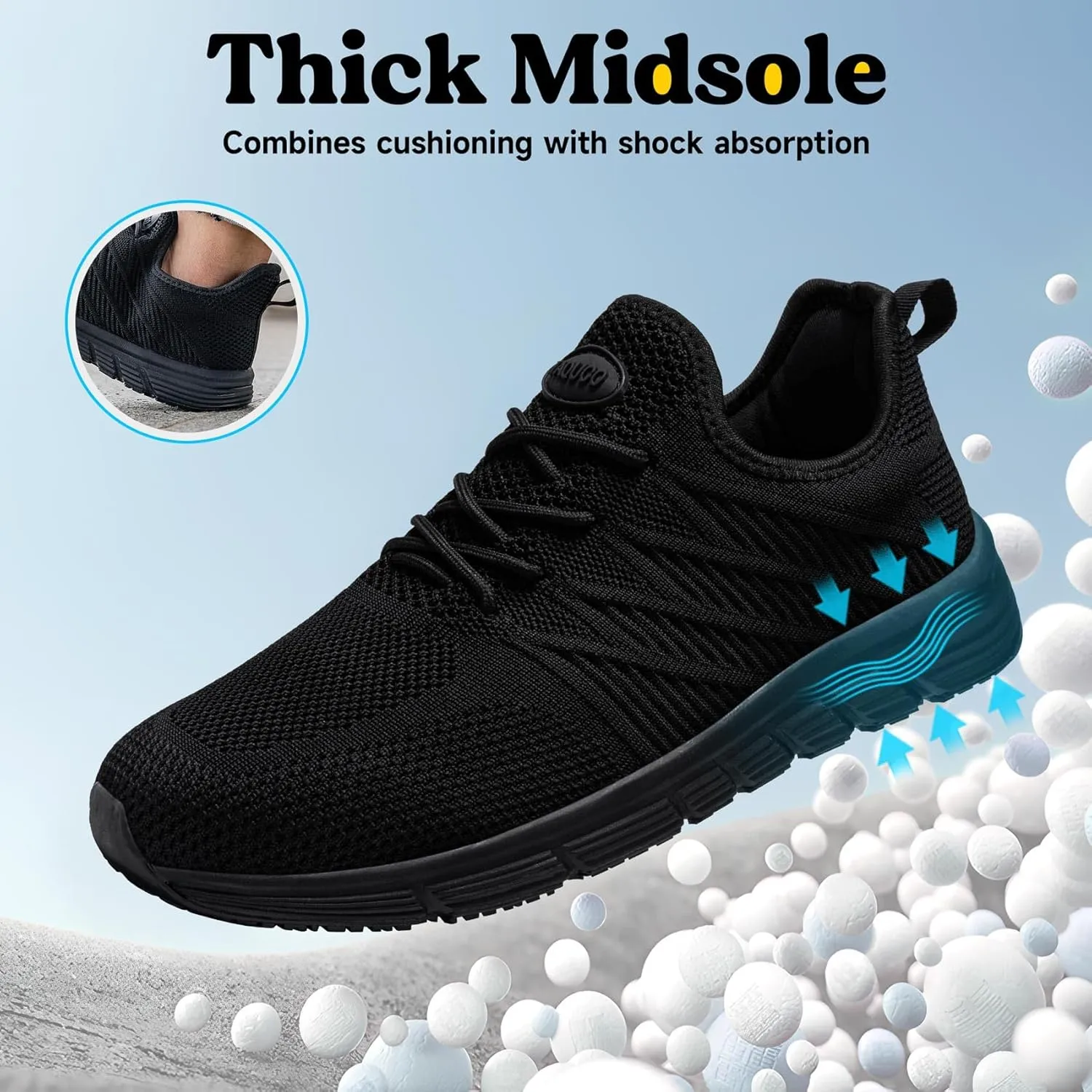 Non Slip Work Shoes for Mens Slip On Sneakers Waterproof Chef Kitchen Shoe Comfortable Slip Resistant Restaurant Footwear Hombre Zapatos de Trabajo, Black
