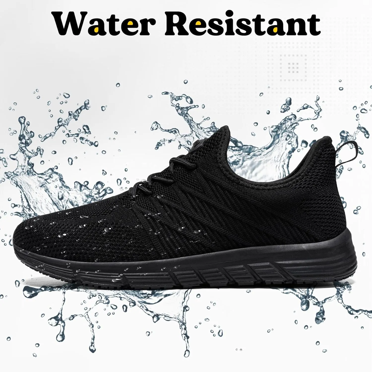Non Slip Work Shoes for Mens Slip On Sneakers Waterproof Chef Kitchen Shoe Comfortable Slip Resistant Restaurant Footwear Hombre Zapatos de Trabajo, Black