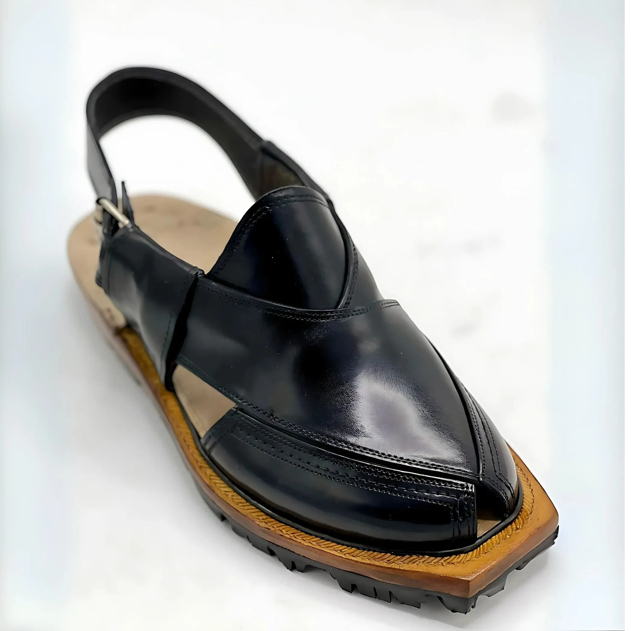 Norozi black Chappal (Pure leather and handmade)