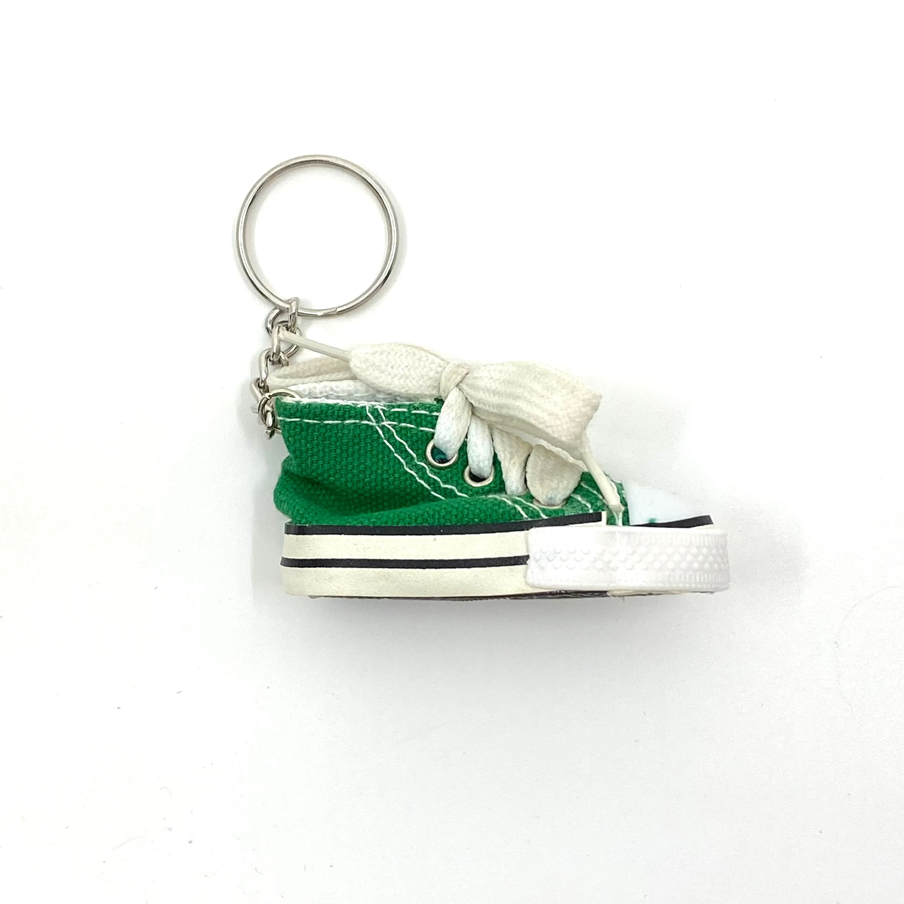 Novelty Hi-Top Sneaker Green Canvas Keychain Charm Key Ring