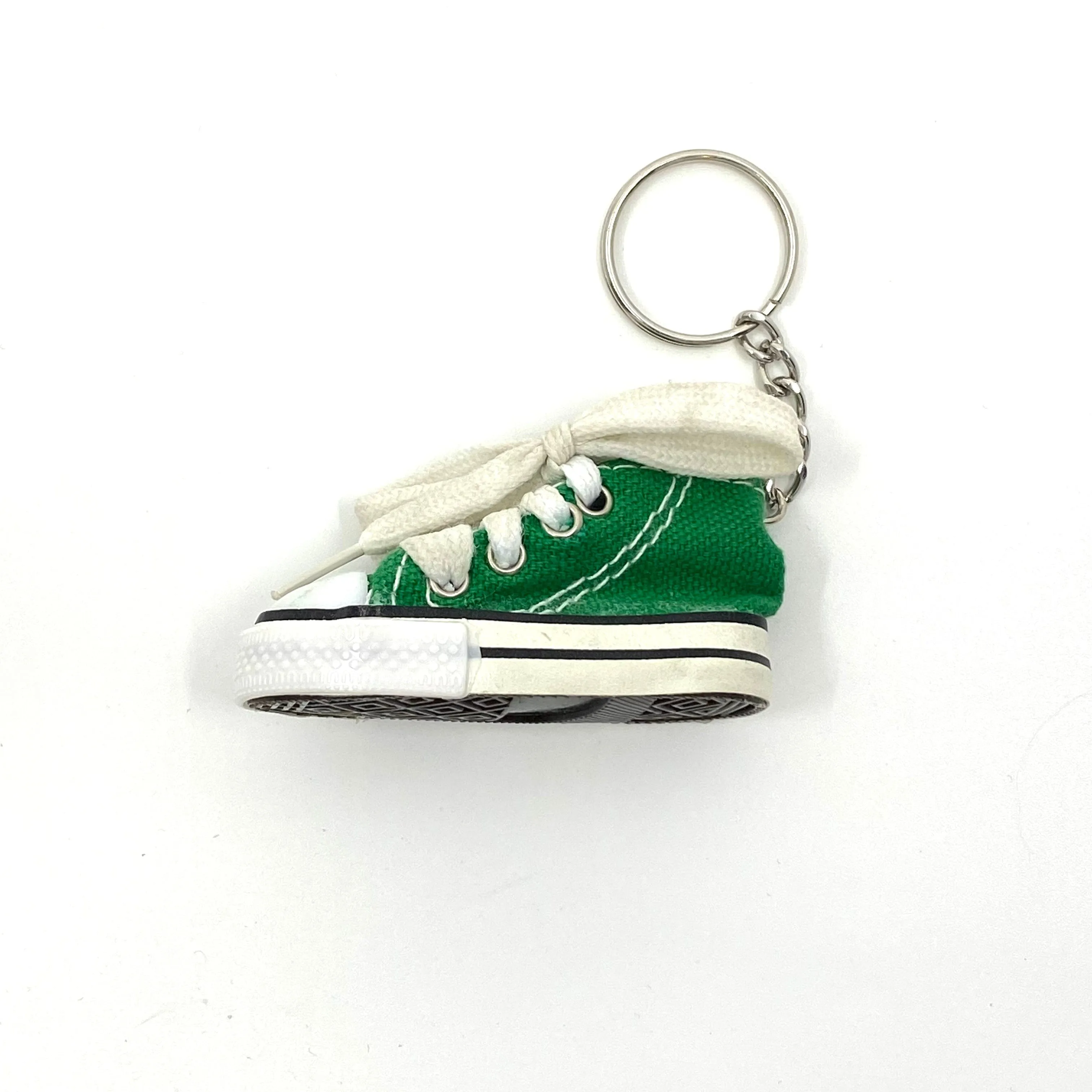 Novelty Hi-Top Sneaker Green Canvas Keychain Charm Key Ring