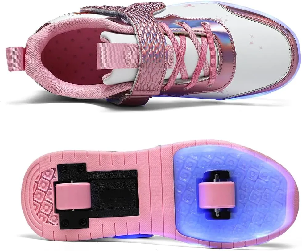 Nsasy Girls Boys Roller Shoes with LED Light Up Wheels Sneakers Kids Roller Skates Shoes for Kids for Children