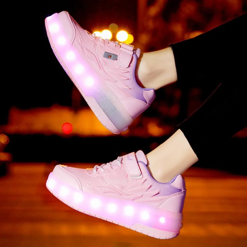 Nsasy Girls Boys Roller Shoes with LED Light Up Wheels Sneakers Kids Roller Skates Shoes for Kids for Children