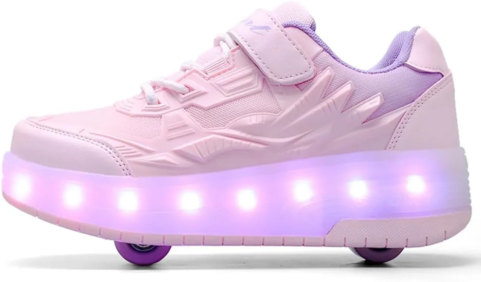 Nsasy Girls Boys Roller Shoes with LED Light Up Wheels Sneakers Kids Roller Skates Shoes for Kids for Children