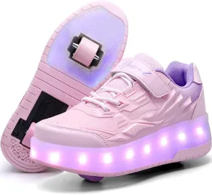 Nsasy Girls Boys Roller Shoes with LED Light Up Wheels Sneakers Kids Roller Skates Shoes for Kids for Children