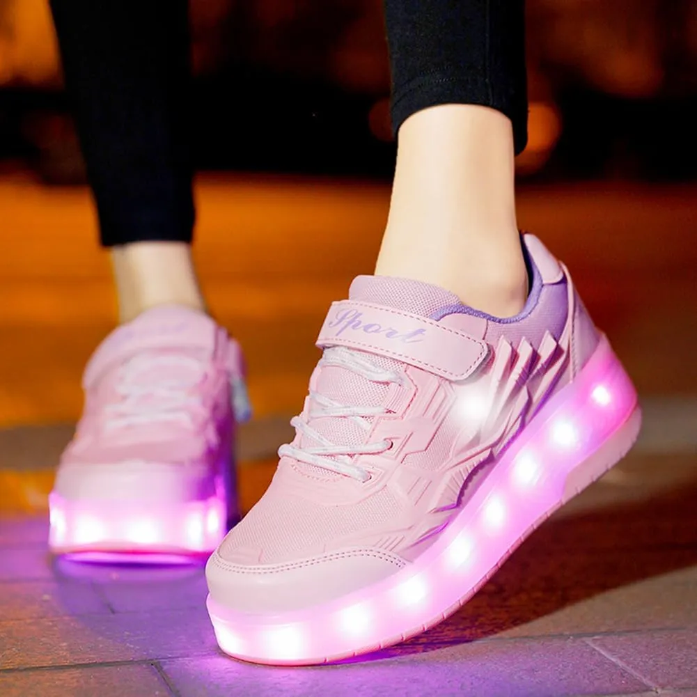 Nsasy Girls Boys Roller Shoes with LED Light Up Wheels Sneakers Kids Roller Skates Shoes for Kids for Children