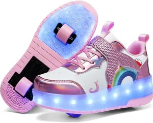Nsasy Girls Boys Roller Shoes with LED Light Up Wheels Sneakers Kids Roller Skates Shoes for Kids for Children