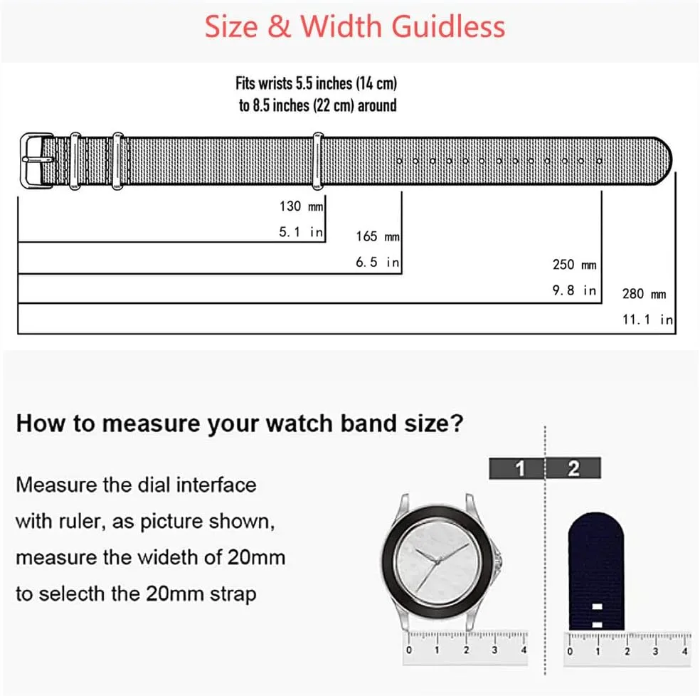 Nylon Watch Band 20mm 22mm Comfortable Watch Straps Loop Military Washable Blet for Men Watchbands