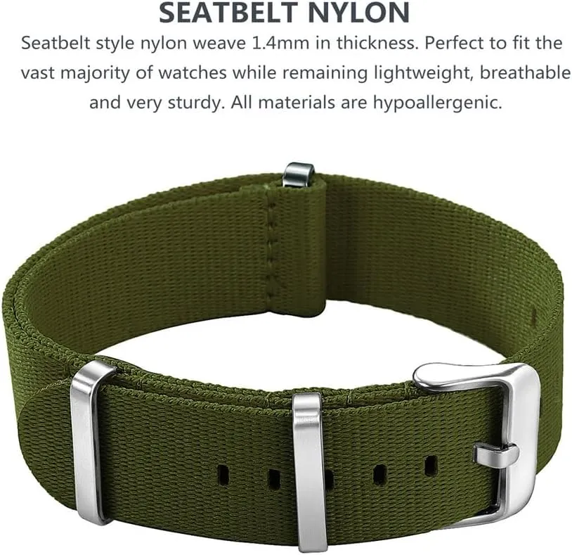 Nylon Watch Band 20mm 22mm Comfortable Watch Straps Loop Military Washable Blet for Men Watchbands