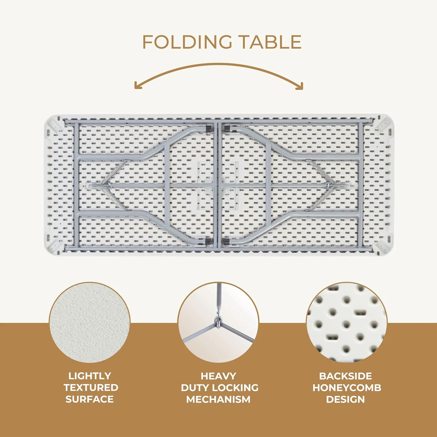 OEF Furnishings 6-Foot Heavy Duty Folding Table, 30" x 72", Light Grey - Durable, Lightweight, Indoor/Outdoor Use