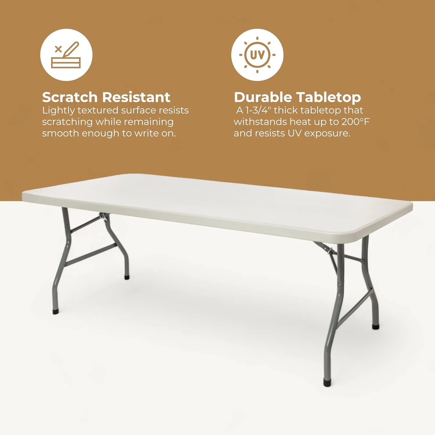 OEF Furnishings 6-Foot Heavy Duty Folding Table, 30" x 72", Light Grey - Durable, Lightweight, Indoor/Outdoor Use
