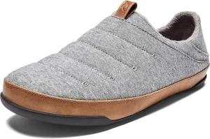OluKai Mahana Men’s Soft Cotton Slippers, Cotton Blended Jersey & Full-Grain Leather Pull Loop, Comfortable & Breathable Fit