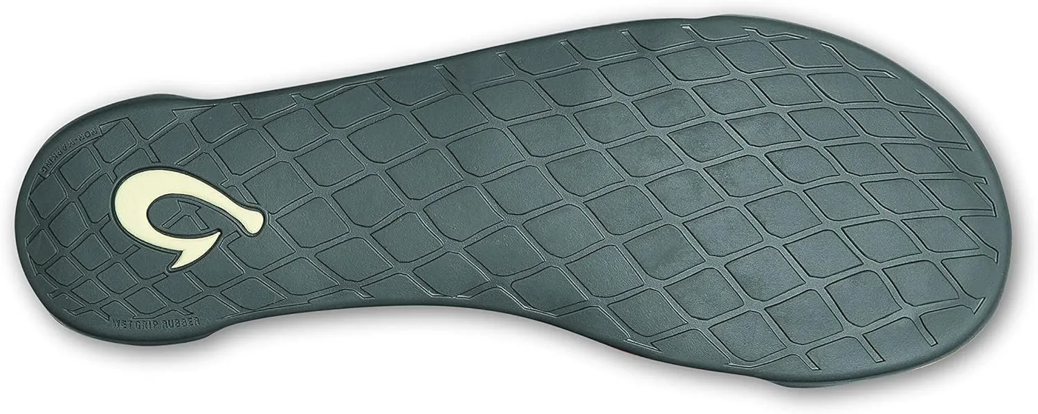 OluKai Mahana Men’s Soft Cotton Slippers, Cotton Blended Jersey & Full-Grain Leather Pull Loop, Comfortable & Breathable Fit