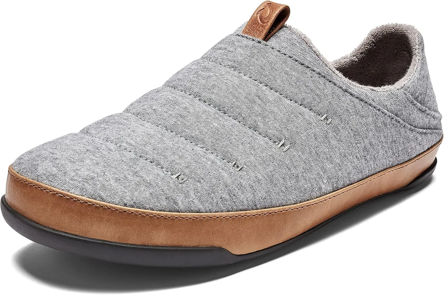 OluKai Mahana Men’s Soft Cotton Slippers, Cotton Blended Jersey & Full-Grain Leather Pull Loop, Comfortable & Breathable Fit