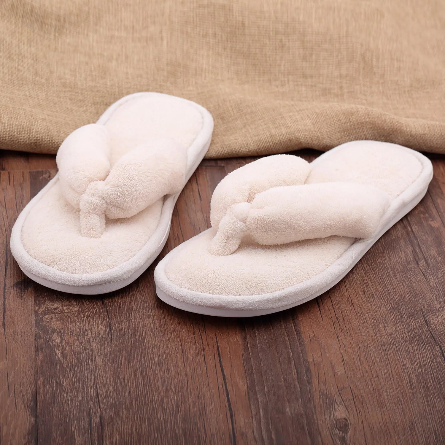 Onmygogo Indoor Slippers for Women Open Toe with Memory Foam, Soft Faux Fur Nonslip House Slippers