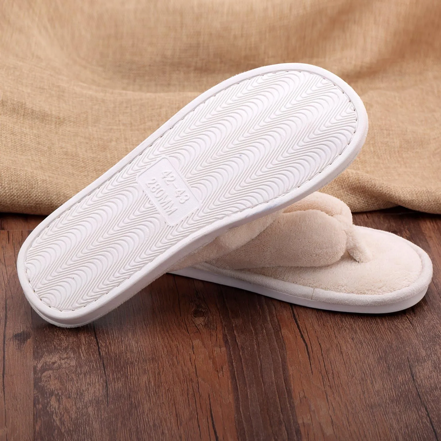 Onmygogo Indoor Slippers for Women Open Toe with Memory Foam, Soft Faux Fur Nonslip House Slippers