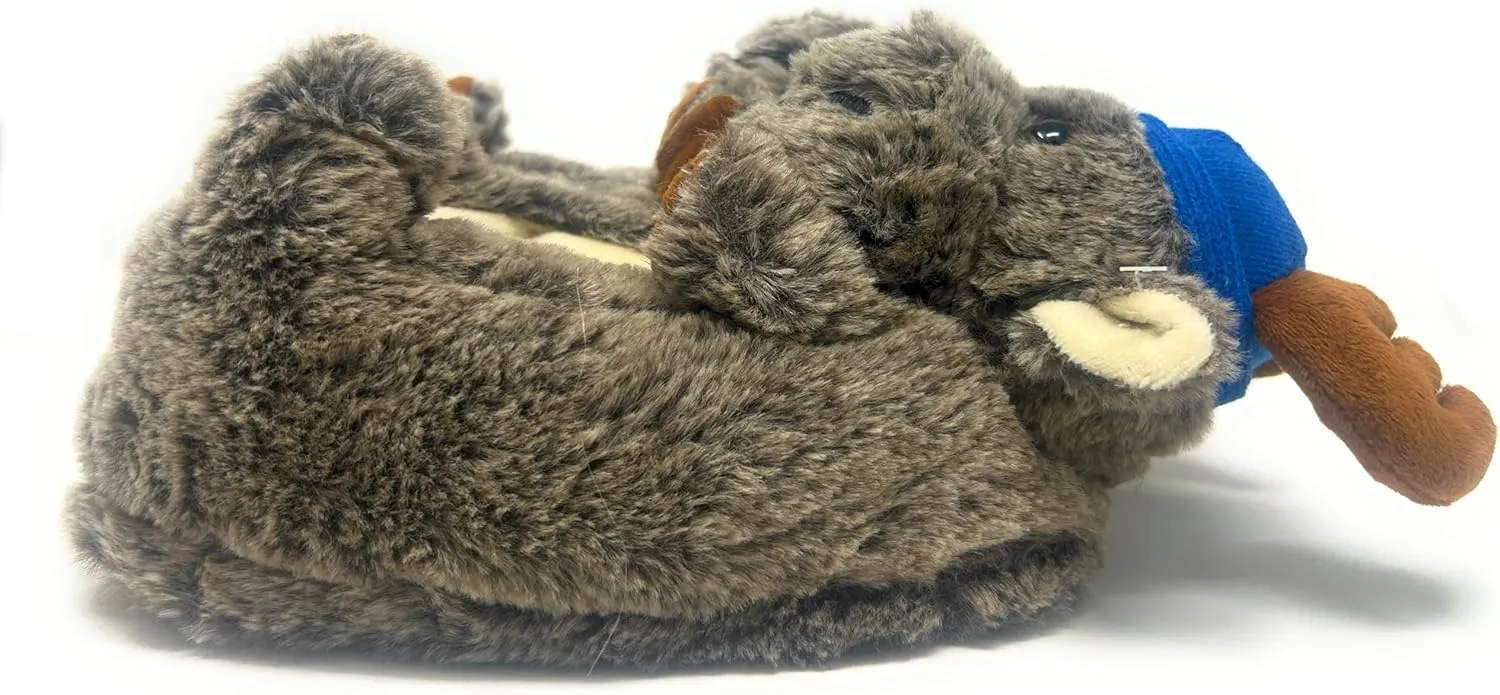 ooohyeah Kids Fuzzy Funny Animal Slippers, Cute Non-Slip Winter Warm House Shoes for Boys & Girls, Shoe Size 1-4