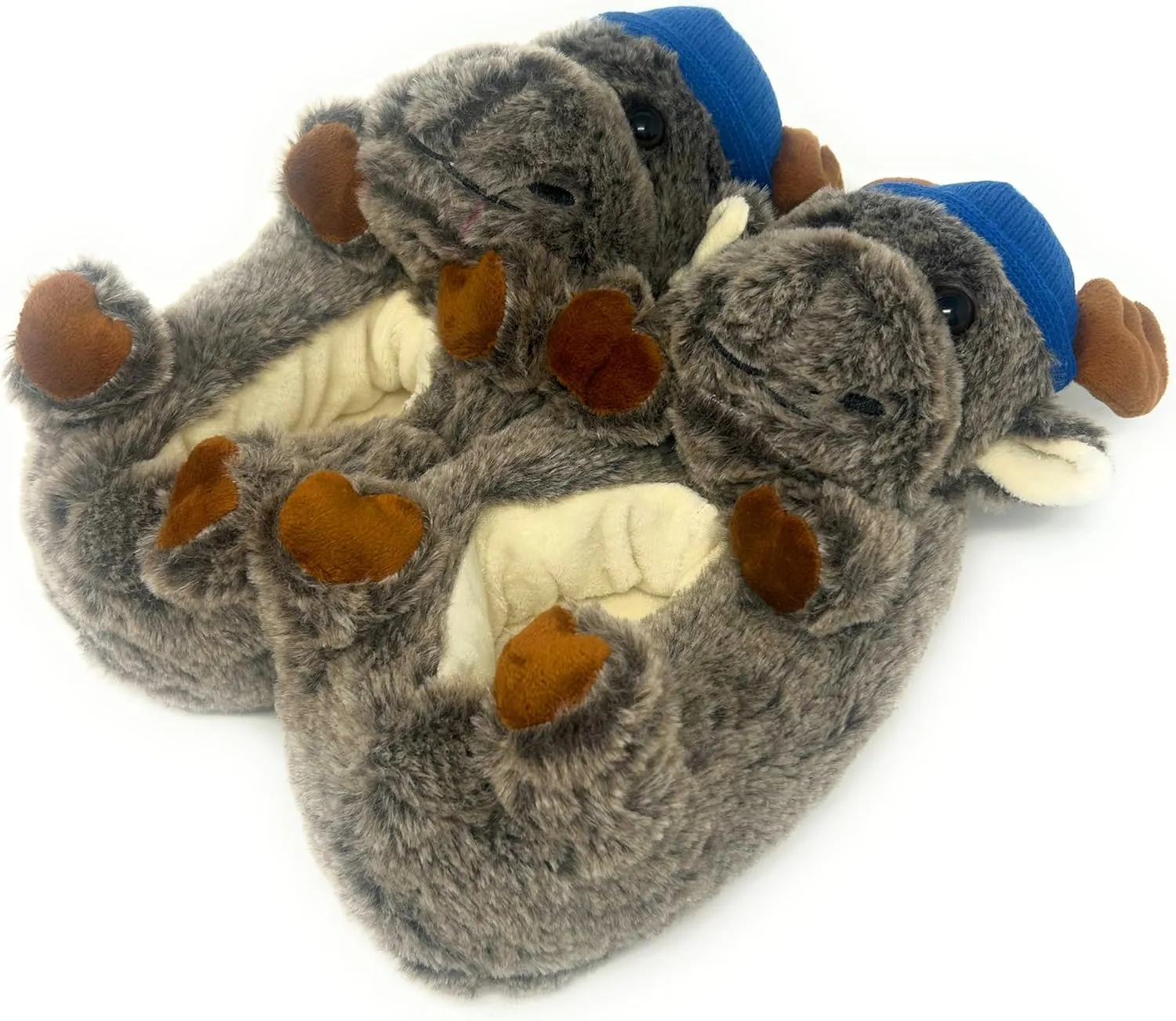 ooohyeah Kids Fuzzy Funny Animal Slippers, Cute Non-Slip Winter Warm House Shoes for Boys & Girls, Shoe Size 1-4