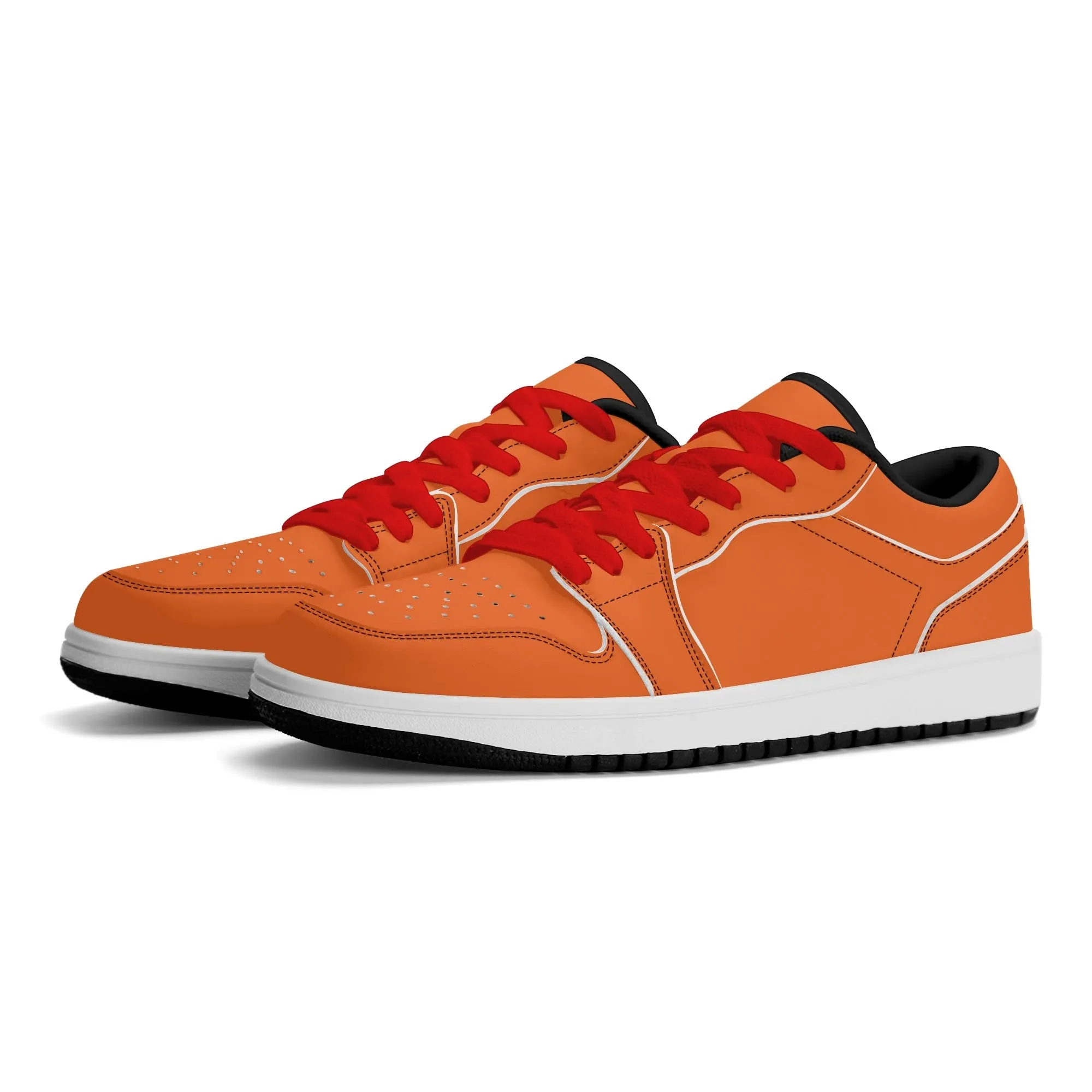 Orange Low Top Leder Sneaker für Herren