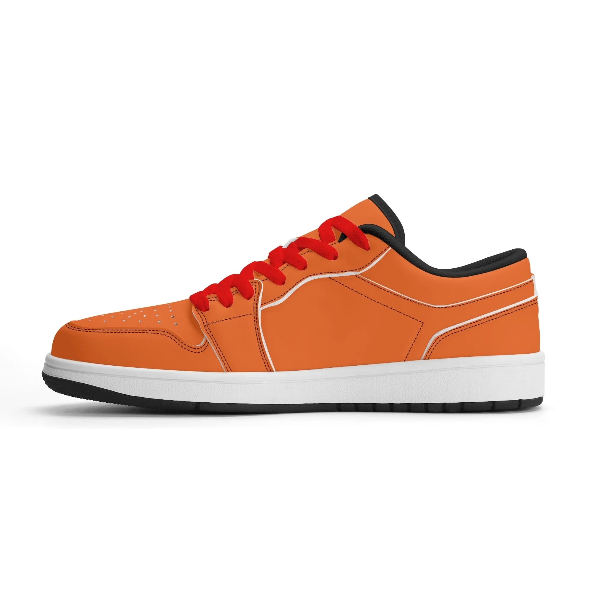 Orange Low Top Leder Sneaker für Herren