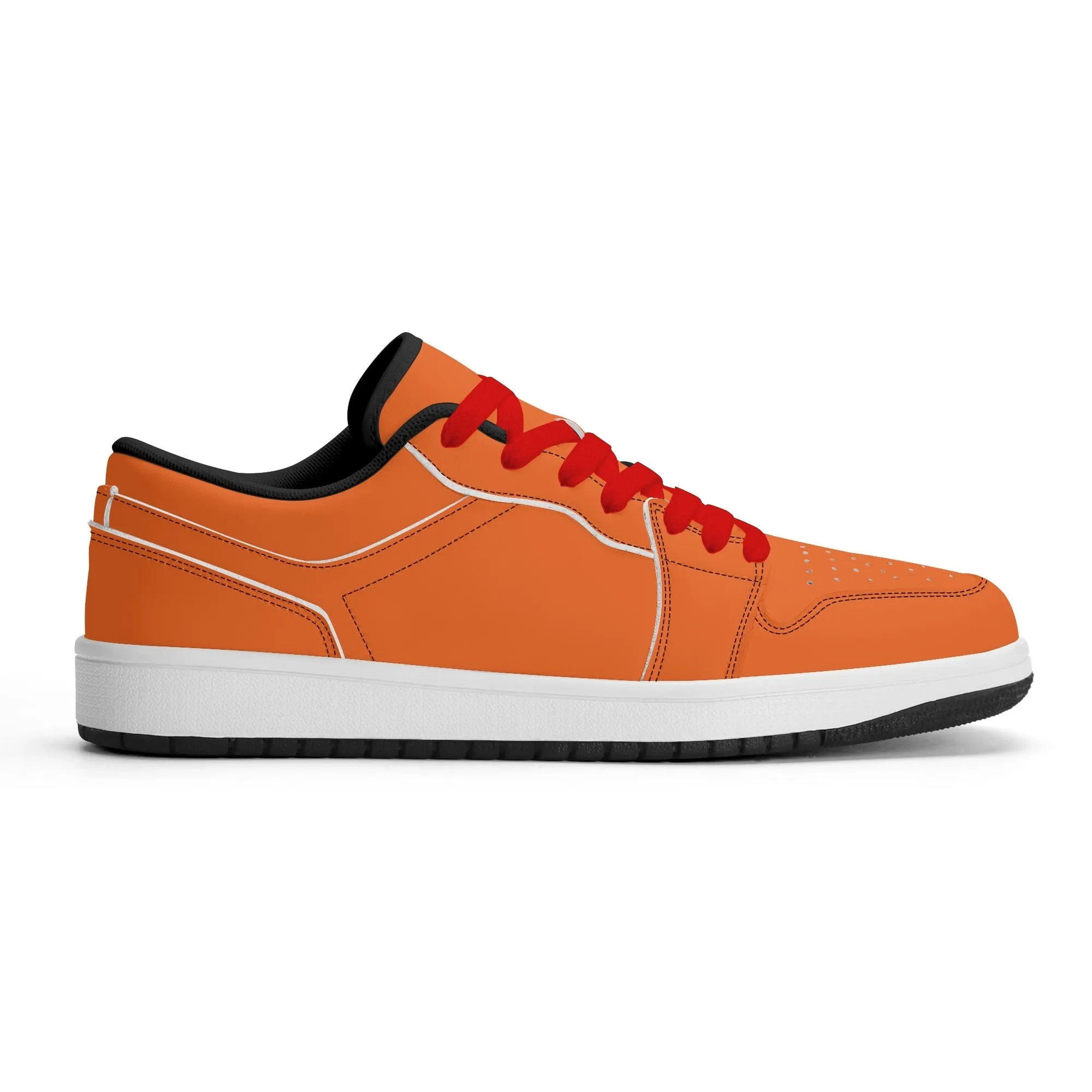 Orange Low Top Leder Sneaker für Herren