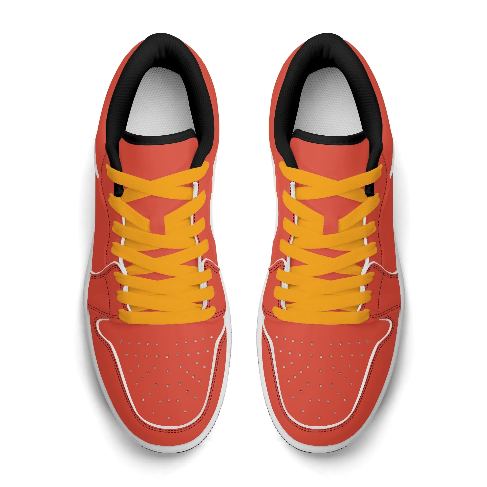 Orange Red Low Top Leder Sneaker für Herren