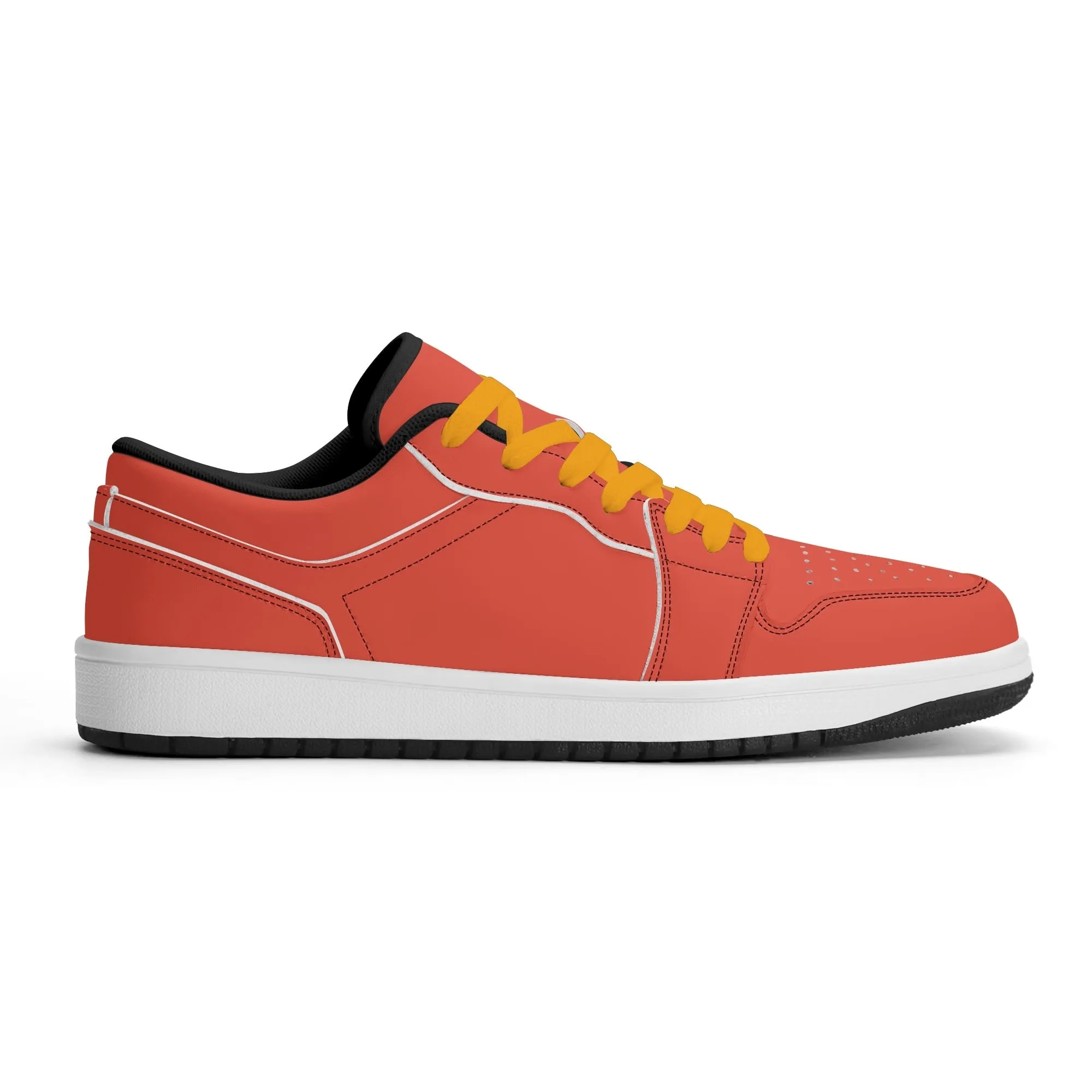 Orange Red Low Top Leder Sneaker für Herren