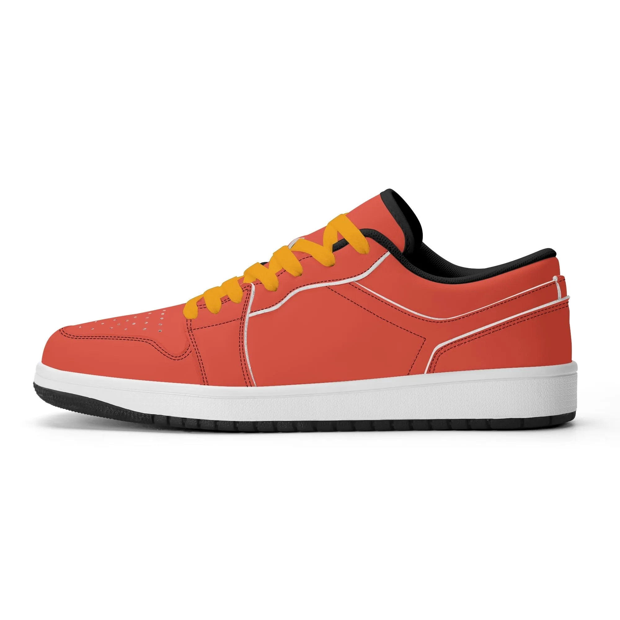 Orange Red Low Top Leder Sneaker für Herren