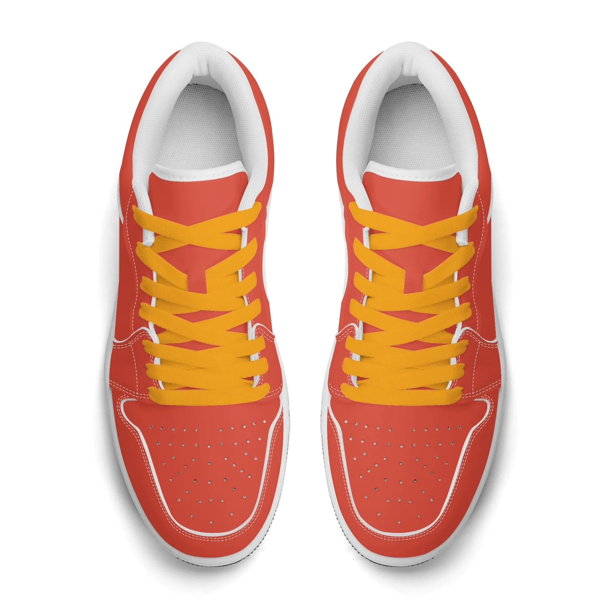 Orange Red Low Top Leder Sneaker für Herren