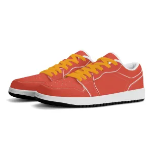 Orange Red Low Top Leder Sneaker für Herren