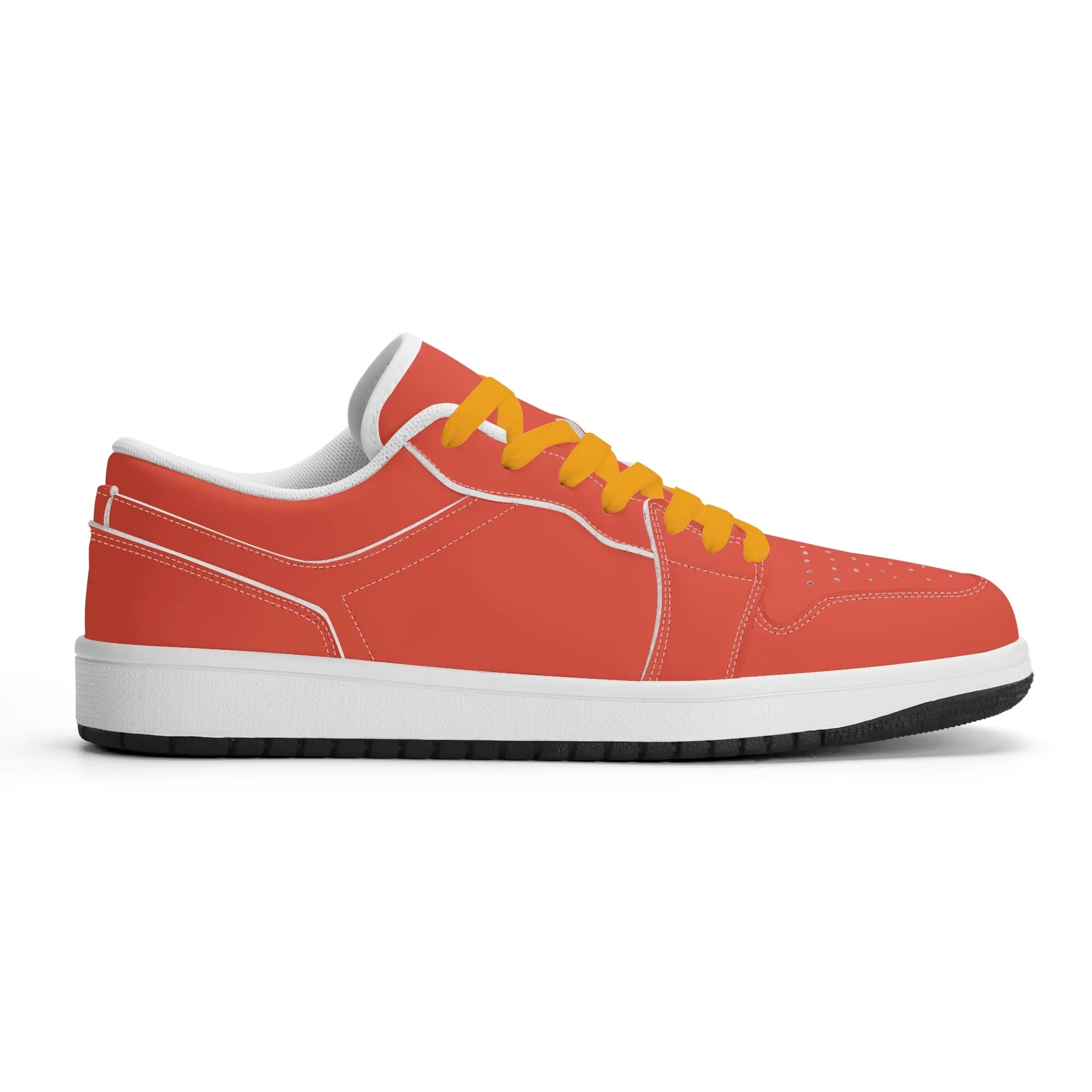 Orange Red Low Top Leder Sneaker für Herren