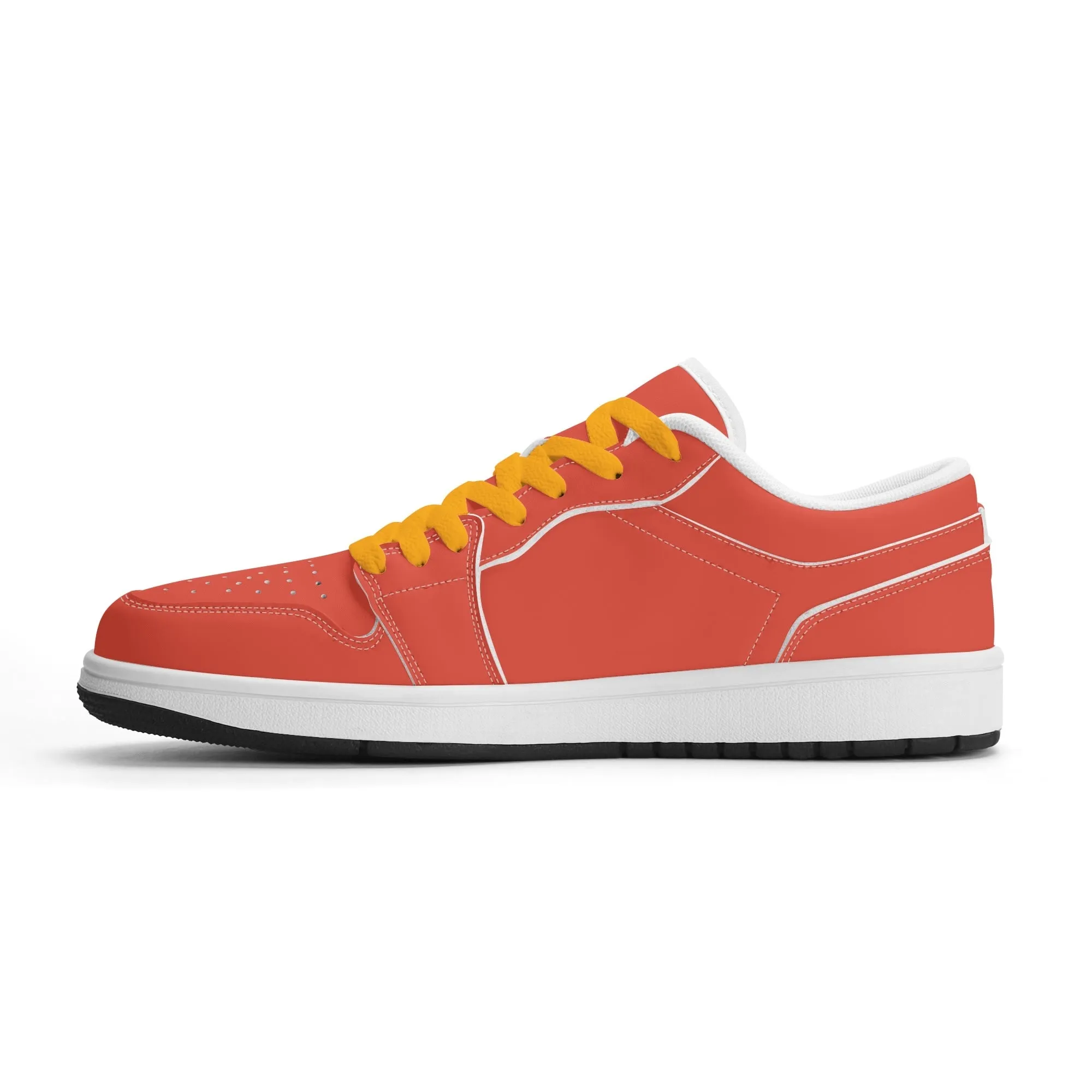 Orange Red Low Top Leder Sneaker für Herren