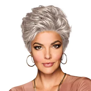 OUT THE DOOR Short And Sassy Boy Cut Wig, Shake and Go Style Designer Series by Hairuwear, Average Cap Size, GF56-1001 Arctic White